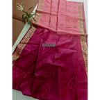 Generic Women's Raw Silk Ikkat Saree With Unstitched Blouse 5.5Mtr (Pink)