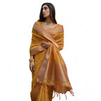 Generic Women's Silk_Blend Butti Pattern Saree With Unstitched Blouse 5.5Mtr (Mustard)