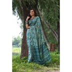 Generic Women's Faux_Tussar_Silk Abstract_Print Saree With Unstitched Blouse 5.5Mtr (Sea_Green)