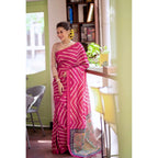 Generic Women's Faux_Tussar_Silk Geometric_Print Saree With Unstitched Blouse 5.5Mtr (Light_Pink)