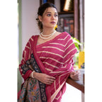 Generic Women's Faux_Tussar_Silk Geometric_Print Saree With Unstitched Blouse 5.5Mtr (Light_Pink)
