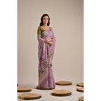 Generic Women's Blended_Cotton Floral Motifs And Woven Buttas Saree With Unstitched Blouse 5.5Mtr (Lavender)