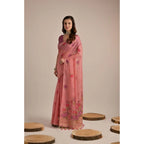 Generic Women's Blended_Cotton Floral Motifs And Woven Buttas Saree With Unstitched Blouse 5.5Mtr (Pink)