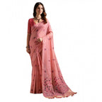 Generic Women's Blended_Cotton Floral Saree With Unstitched Blouse 5.5Mtr (Pink)