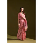 Generic Women's Blended_Cotton Floral Saree With Unstitched Blouse 5.5Mtr (Pink)