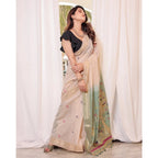 Generic Women's Blended_Cotton Woven_Motifs Saree With Unstitched Blouse 5.5Mtr (Rama_Green)