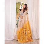 Generic Women's Blended_Cotton Woven_Motifs Saree With Unstitched Blouse 5.5Mtr (Yellow)