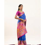 Generic Women's Faux_Banarasi Woven Motifs Saree With Unstitched Blouse 5.5Mtr (Royal_Blue)