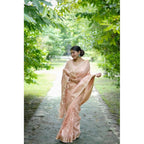 Generic Women's Faux_Banarasi Lining Pattern Saree With Unstitched Blouse 5.5Mtr (Peach)
