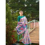 Generic Women's Faux_Tussar Kalamkari_Print Saree With Unstitched Blouse 5.5Mtr (Green)