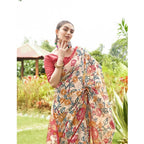 Generic Women's Faux_Tussar Kalamkari_Print Saree With Unstitched Blouse 5.5Mtr (Red)