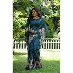 Generic Women's Faux_Tussar Floral Saree With Unstitched Blouse 5.5Mtr (Teal)