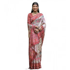 Generic Women's Faux_Tussar Floral Jal With Patola Print Saree With Unstitched Blouse 5.5Mtr (Maroon)