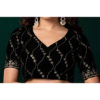 Generic Women's Net Sequence Saree With Unstitched Blouse 5.5Mtr (Mahendi)