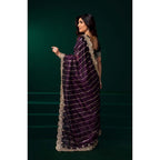 Generic Women's Net Sequence Saree With Unstitched Blouse 5.5Mtr (Wine)