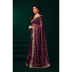 Generic Women's Net Sequence Saree With Unstitched Blouse 5.5Mtr (Maroon)