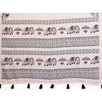 Generic Women's Linen Cotton Printed Saree With Unstitched Blouse 5.5Mtr (Off White)