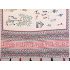 Generic Women's Linen Cotton Printed Saree With Unstitched Blouse 5.5Mtr (Off White)