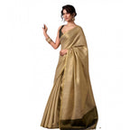 Generic Women's Tissue Silk Solid Saree With Unstitched Blouse 5.5Mtr (Gold)