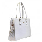 Generic Women's Polyurethane Croco Shoulder Tote Bag (White)