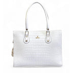 Generic Women's Polyurethane Croco Shoulder Tote Bag (White)