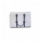 Generic Women's Polyurethane Solid Structured Shoulder Tote Handbag (Cream-Navy Blue)