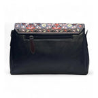 Generic Women's Polyurethane Floral Embroidered Crossbody Sling Bag with Adjustable &amp; Removable Strap (Black)