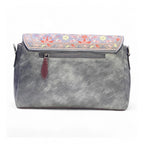 Generic Women's Polyurethane Floral Embroidered Crossbody Sling Bag with Adjustable &amp; Removable Strap (Grey)