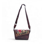 Generic Women's Polyurethane Floral Embroidered Crossbody Sling Bag with Adjustable &amp; Removable Strap (Red)