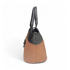 Generic Women's Polyurethane Textured Two-Tone Tote Handbag with Adjustable &amp; Removable Strap (Brown)