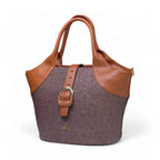 Generic Women's Polyurethane Textured Two-Tone Tote Handbag with Adjustable &amp; Removable Strap (Dark Brown)