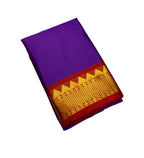 Generic Women's Cotton Silk Striped Saree With Unstitched Blouse - 5.5 Mtr (Purple-Red)
