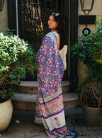Generic Women's Linen Floral Printed Saree With Unstitched Blouse - 5.5 Mtr (Multicolor)