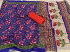 Generic Women's Linen Floral Printed Saree With Unstitched Blouse - 5.5 Mtr (Multicolor)