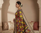 Generic Women's Art Silk Kalamkari Printed Saree With Unstitched Blouse - 5.5 Mtr (Multicolor)