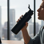 Stainless Steel 1000ml Flip-top Reusable Sports Water Bottle  1 Pc