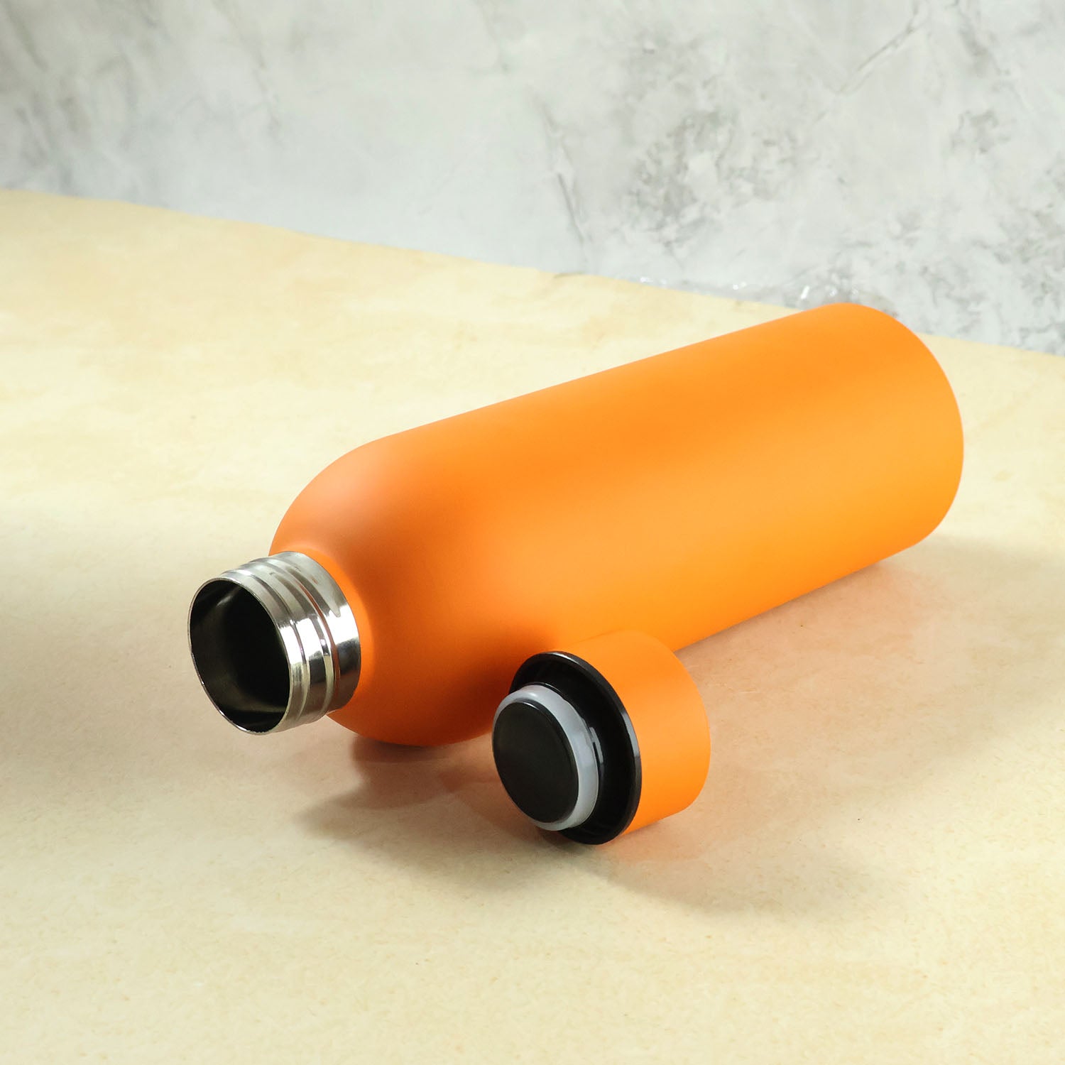 Stainless Steel Double Wall Vacuum-insulated Drink Water (Orange  500 Ml Approx)