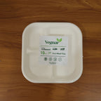 Vegnar Square 3 Compartment Disposable Meal Tray Set (10 Pc)