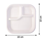 Vegnar Square 3 Compartment Disposable Meal Tray Set (10 Pc)