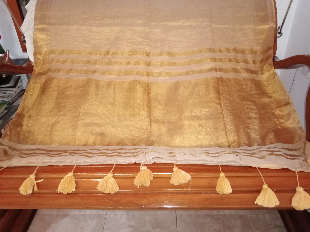 Tissue. saree Golden