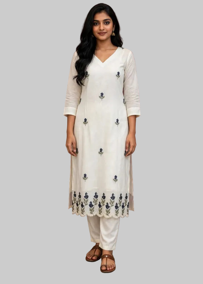 Embroidered Regular Thread Work Kurti