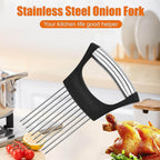Stainless Steel Onion Cutter  Vegetable Slicer Holder Tool (1 Pc)