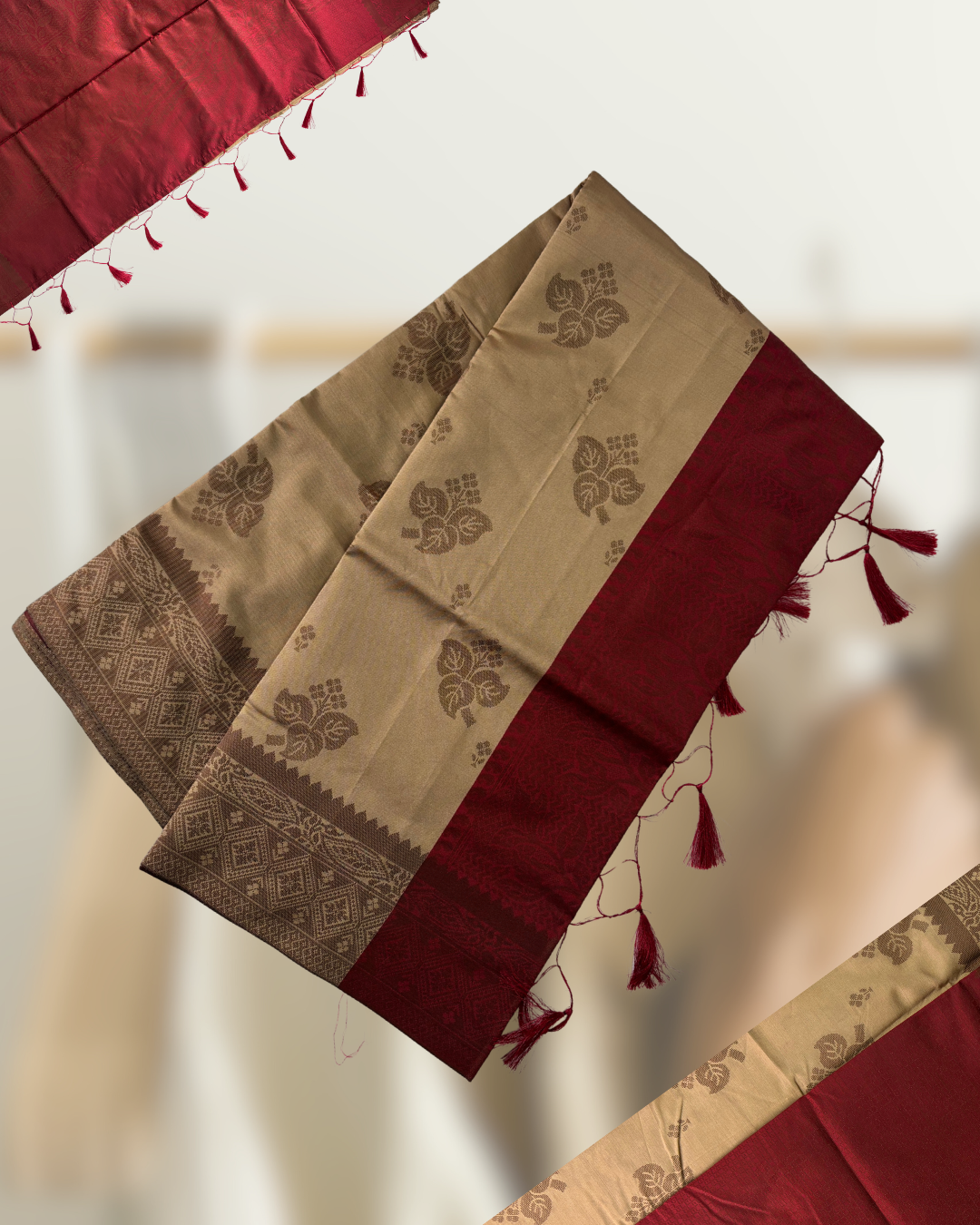 Soft silk saree Maroon pallu
