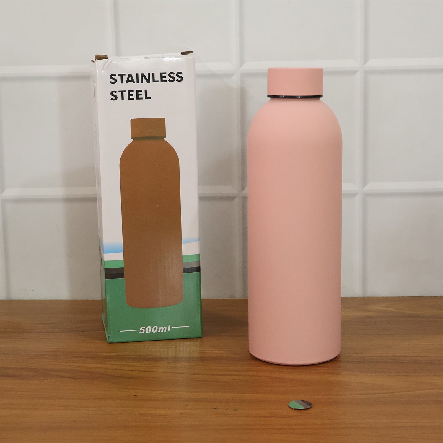 Stainless Steel Double Wall Vacuum-insulated Drink Water (Pink  500 Ml Approx)