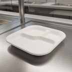 Vegnar Square 3 Compartment Disposable Meal Tray Set (10 Pc)