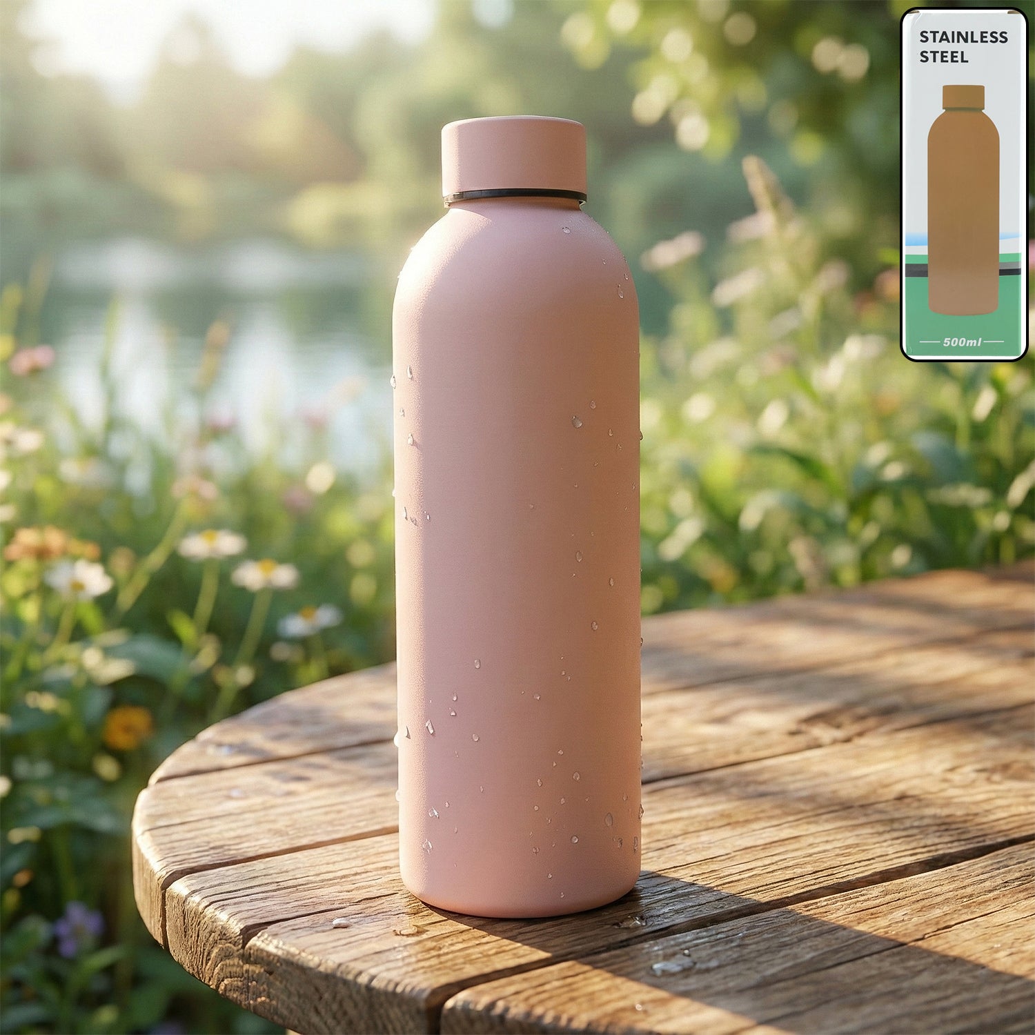 Stainless Steel Double Wall Vacuum-insulated Drink Water (Pink  500 Ml Approx)