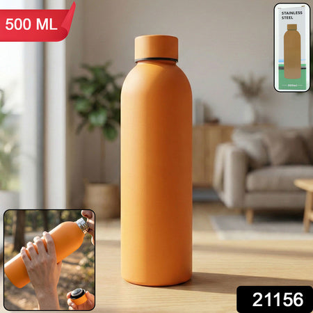 Stainless Steel Double Wall Vacuum-insulated Drink Water (Orange  500 Ml Approx)