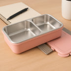 5583 Miracle Quick Lock Leak Proof 2 Compartment Stainless Steel Lunch Box Inner Plate Reusable Microwave Freezer Safe Lunch Box Trendy Thermal Insulation Leak Proof For Office Vacuum Tiffin Box For Boys  Girls  School  Office Women And Men
