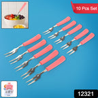 Premium Stainless Steel Fruit Fork Set  10 Pieces With Soft Non-slip Handle