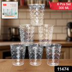 Apex Pyramid Design Unbreakable Plastic Glass  300 Ml